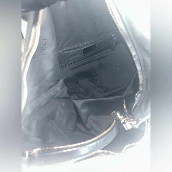 Gucci Vintage Black Nylon Shoulder Bag w Leather Trim and Silver-Tone Hardware - Picture 6 of 11